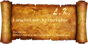 Langfelder Krisztofer névjegykártya